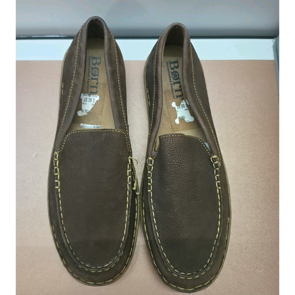 Born Men's Brown Leather Slip On Loafers Comfort Casual Shoes Moc Toe  10M *Read